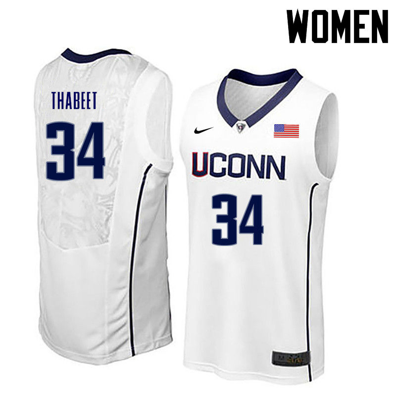 Women Uconn Huskies #34 Hasheem Thabeet College Basketball Jerseys-White